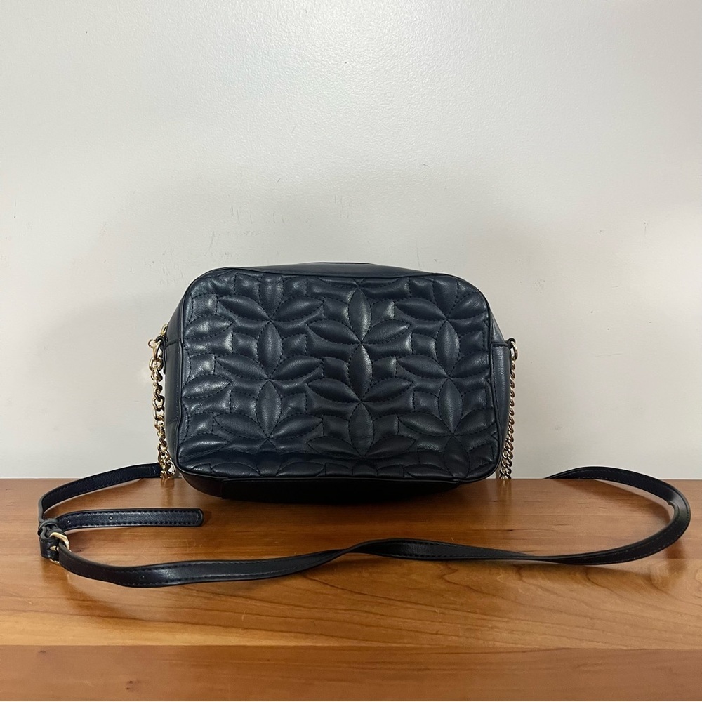 Draper James RSVP Quilted Crossbody Purse Bag Navy Blue Gold Hardware